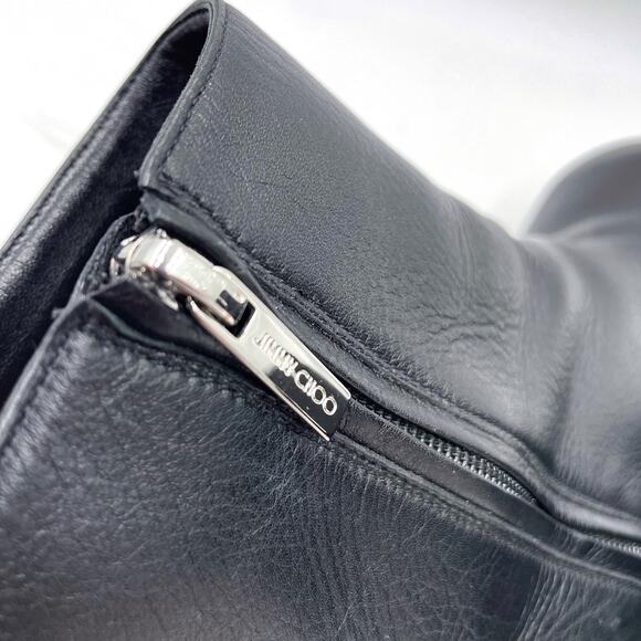 Jimmy Choo Mava Boots Crystal Trim Black Leather Ankle Block Heel Sz 38.5 / 8.5 - Picture 8 of 13